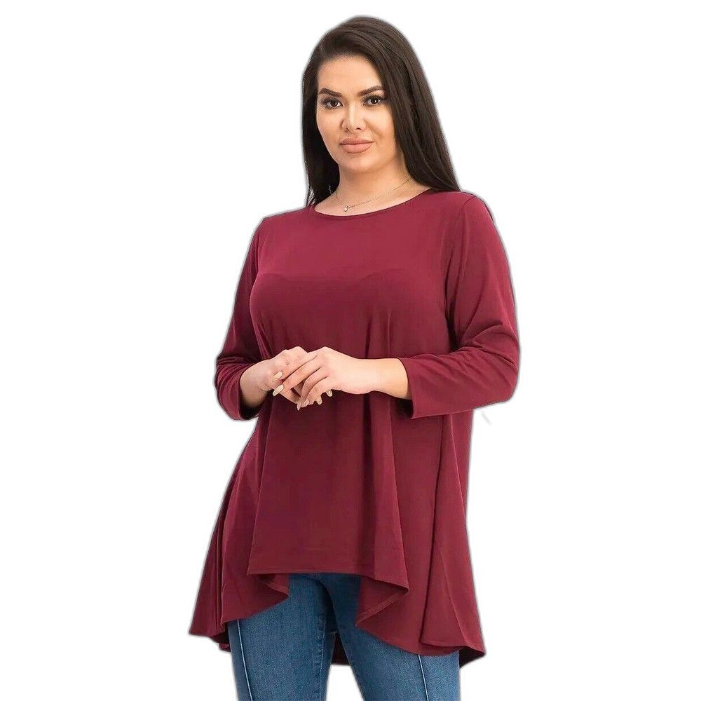 Alfani Elements Tunic High-Low Top Asymmetric Malbec - Maroon Petite/Petite (PP)